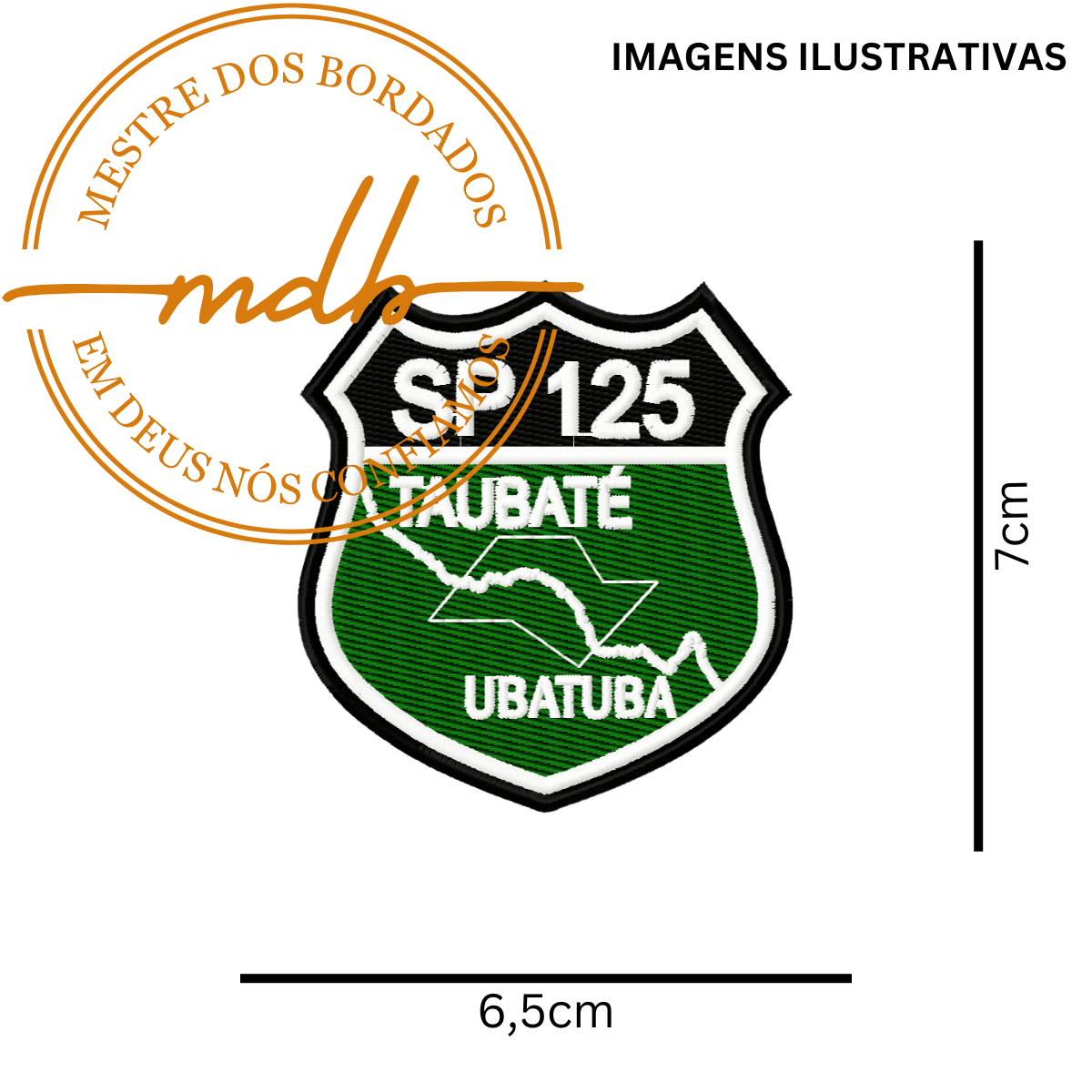 Patche Bordado Taubaté - Ubatuba - SP 125 (6,5x7cm)