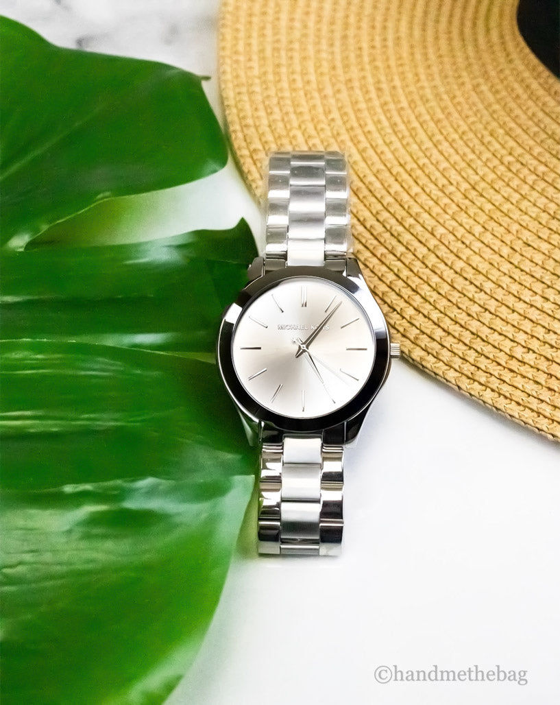 Miniatura: Michael Kors Slim Runway Mono Silver-Toned Silver Dial Watch