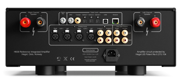 Thumbnail: HEGEL H600 INTEGRATED AMPLIFIER back panel connections