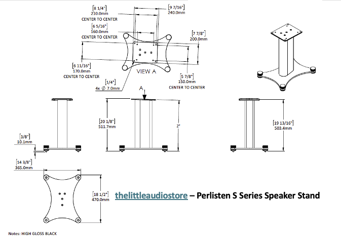 Thumbnail: PERLISTEN AUDIO SPEAKER STAND dimensions