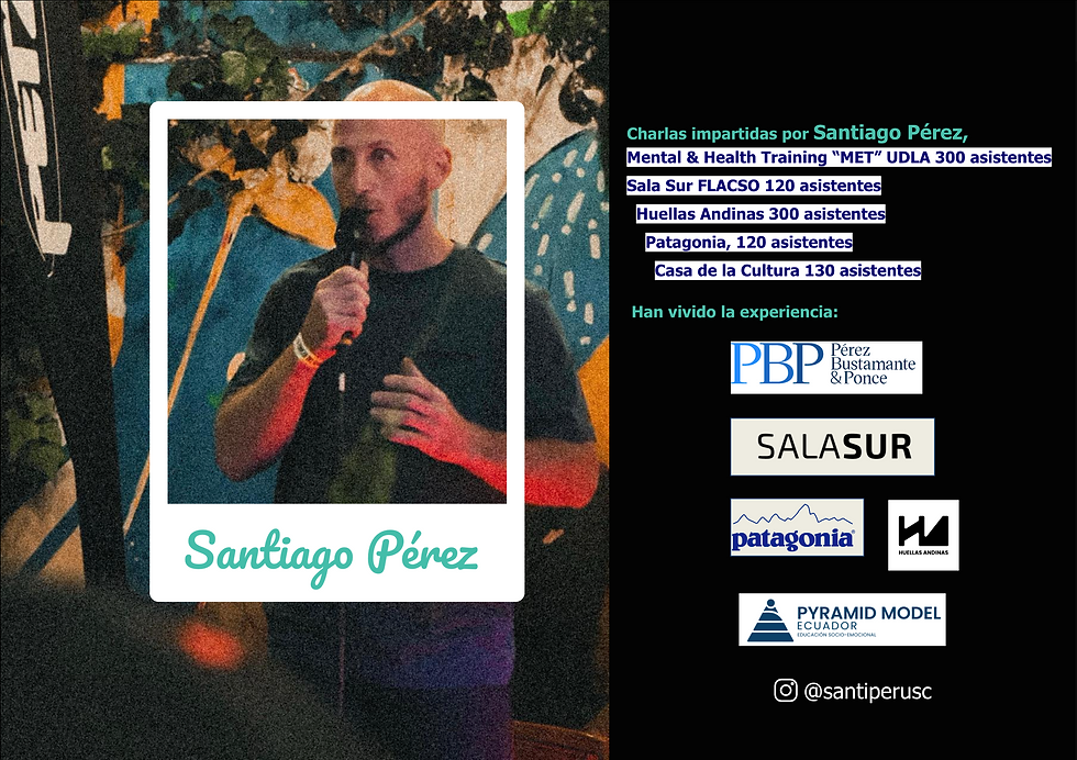 Santiago Pérez en charla; ha trabajado con UDLA, FLACSO, Patagonia, Huellas Andinas y Pérez Bustamante & Ponce