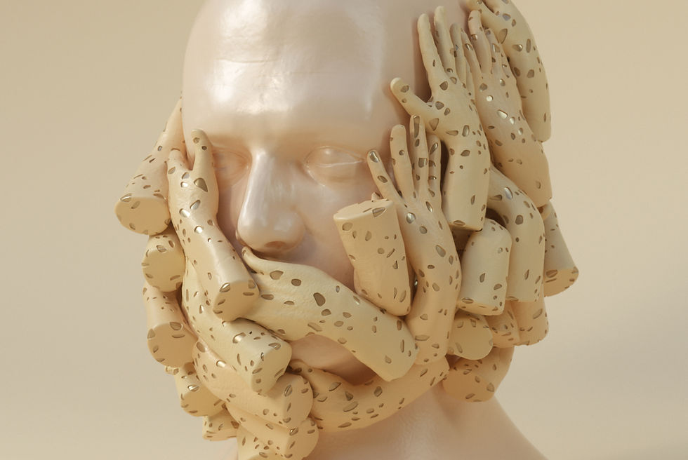 Surrealistisch beeldhouwwerk hoofd