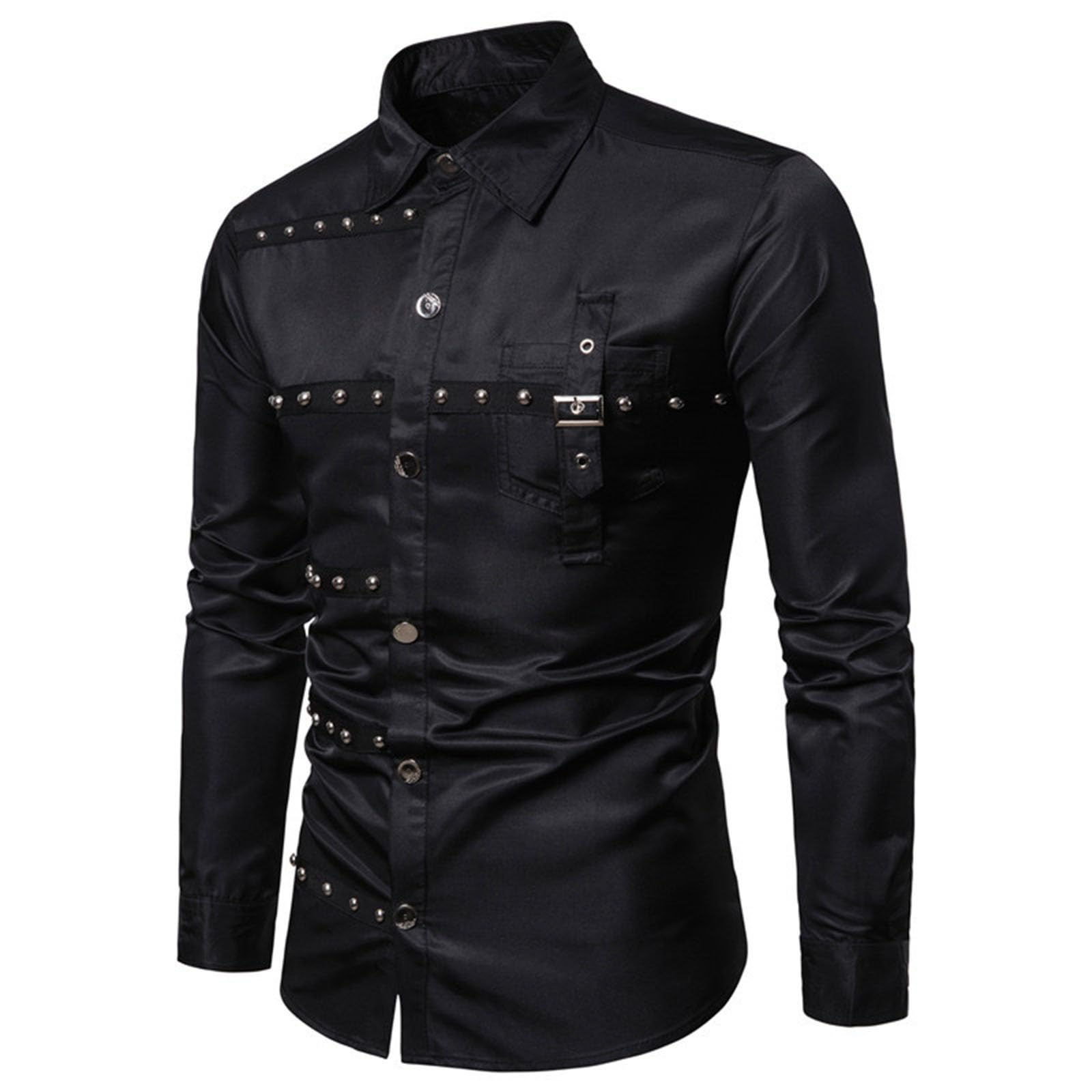Gothic Button Shirt Mens Victorian Lapel Sweatshirt Medieval Pullover Renaiss...