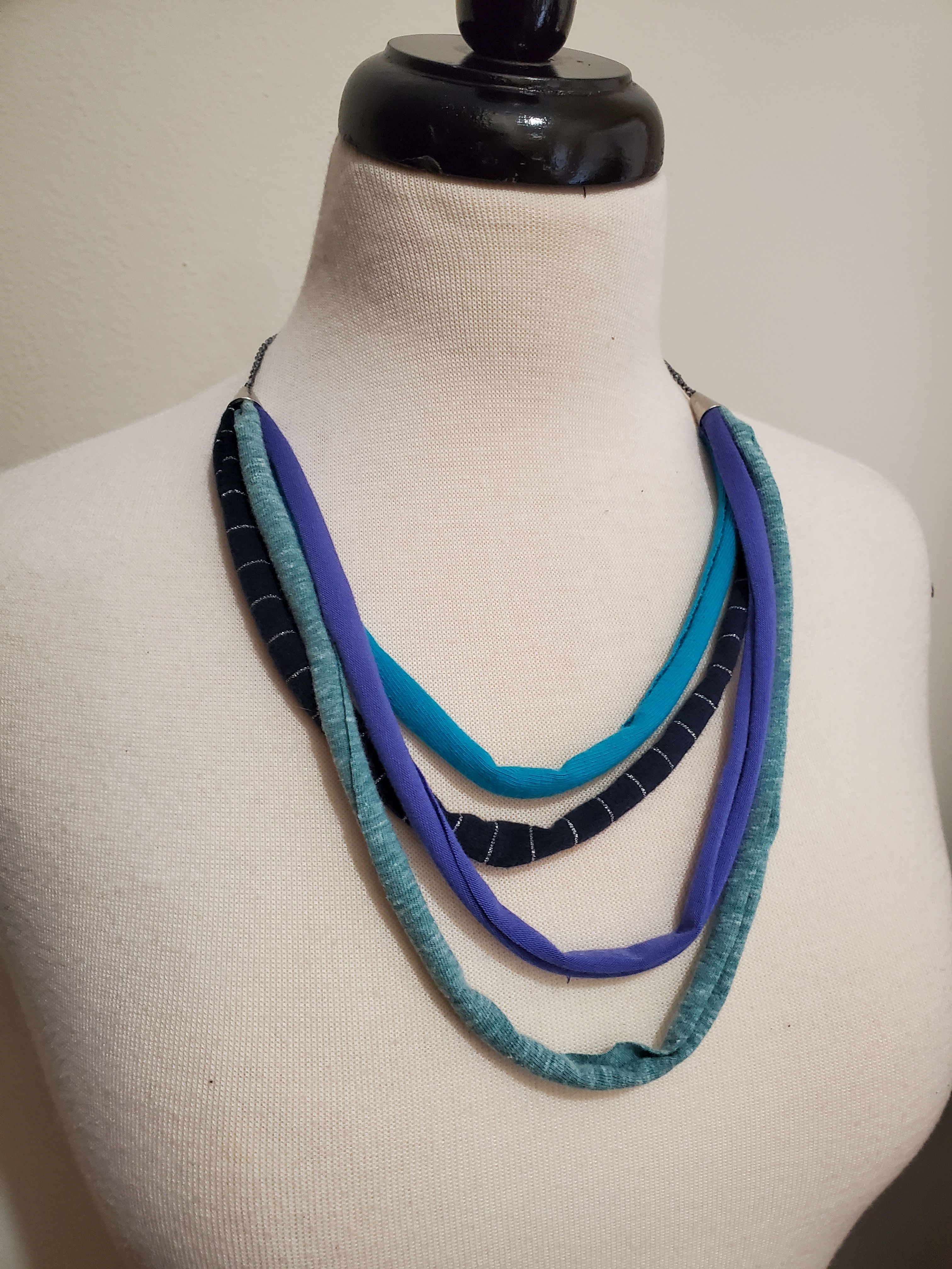 Blue and Teal Tube Necklace