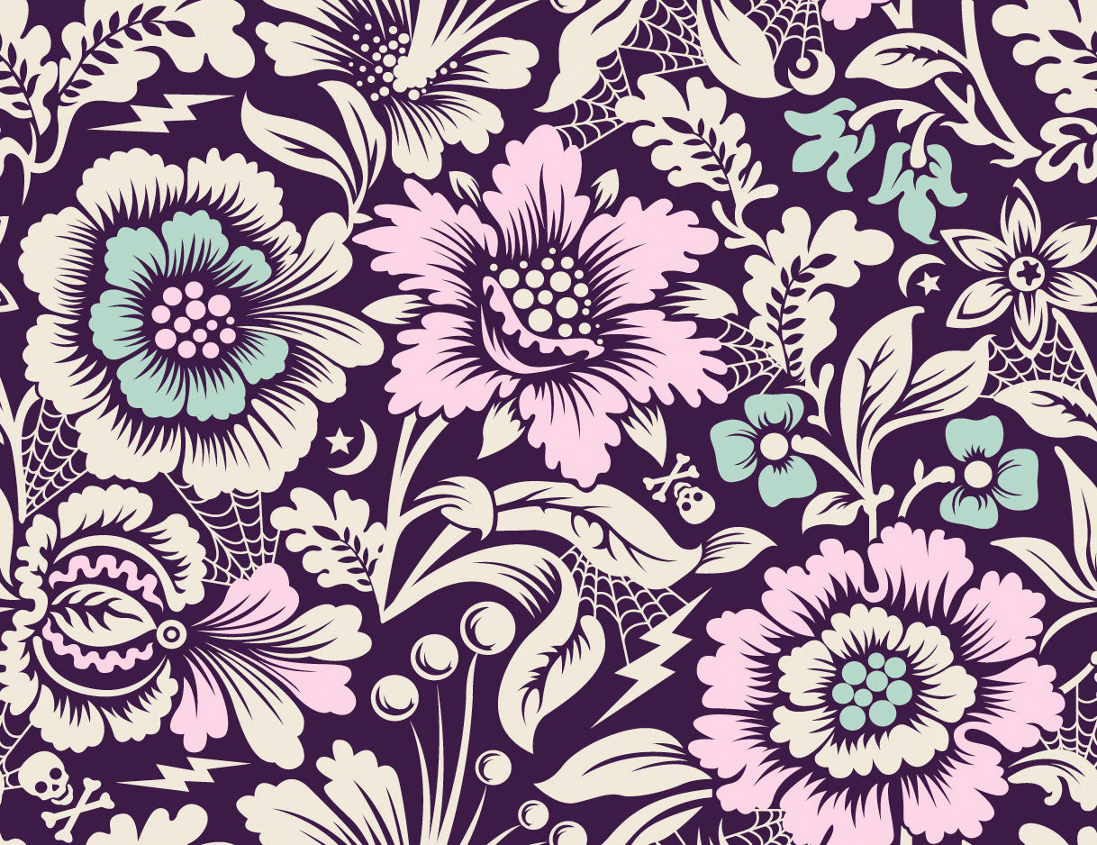 Mini Spider Blossom -Nerium-Night Shade Deja Vu by Tula Pink