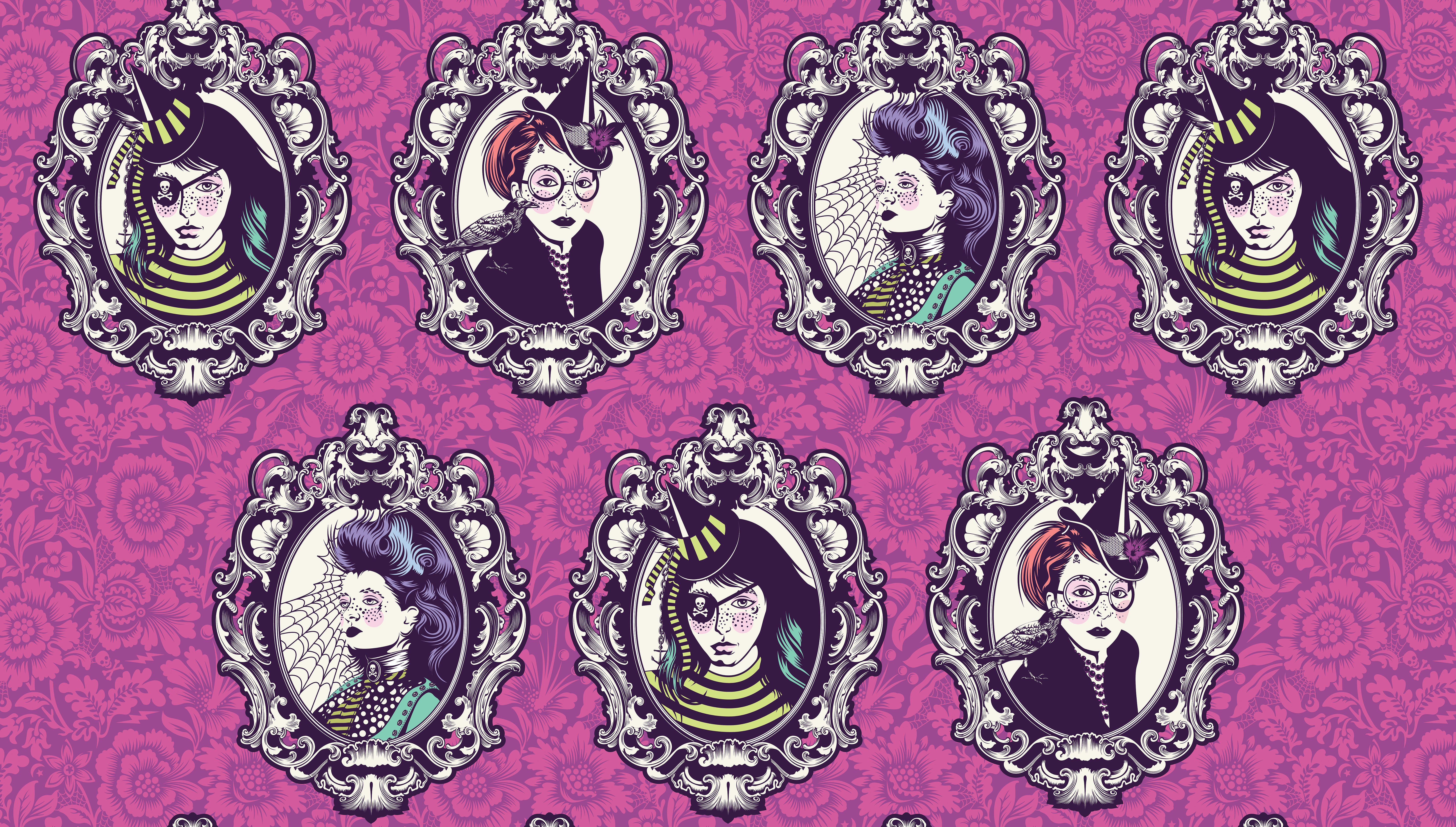 Mini Coven-Nerium-Night Shade Deja Vu by Tula Pink