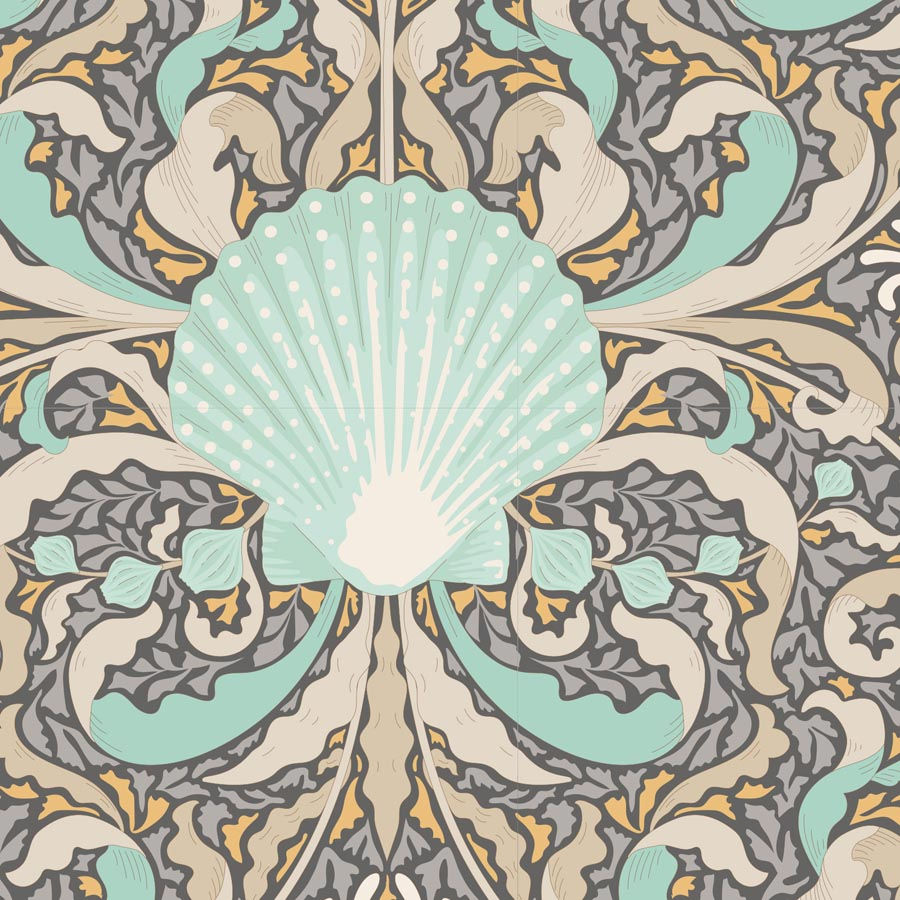 Tilda Cotton Beach-Scallop Shell Grey