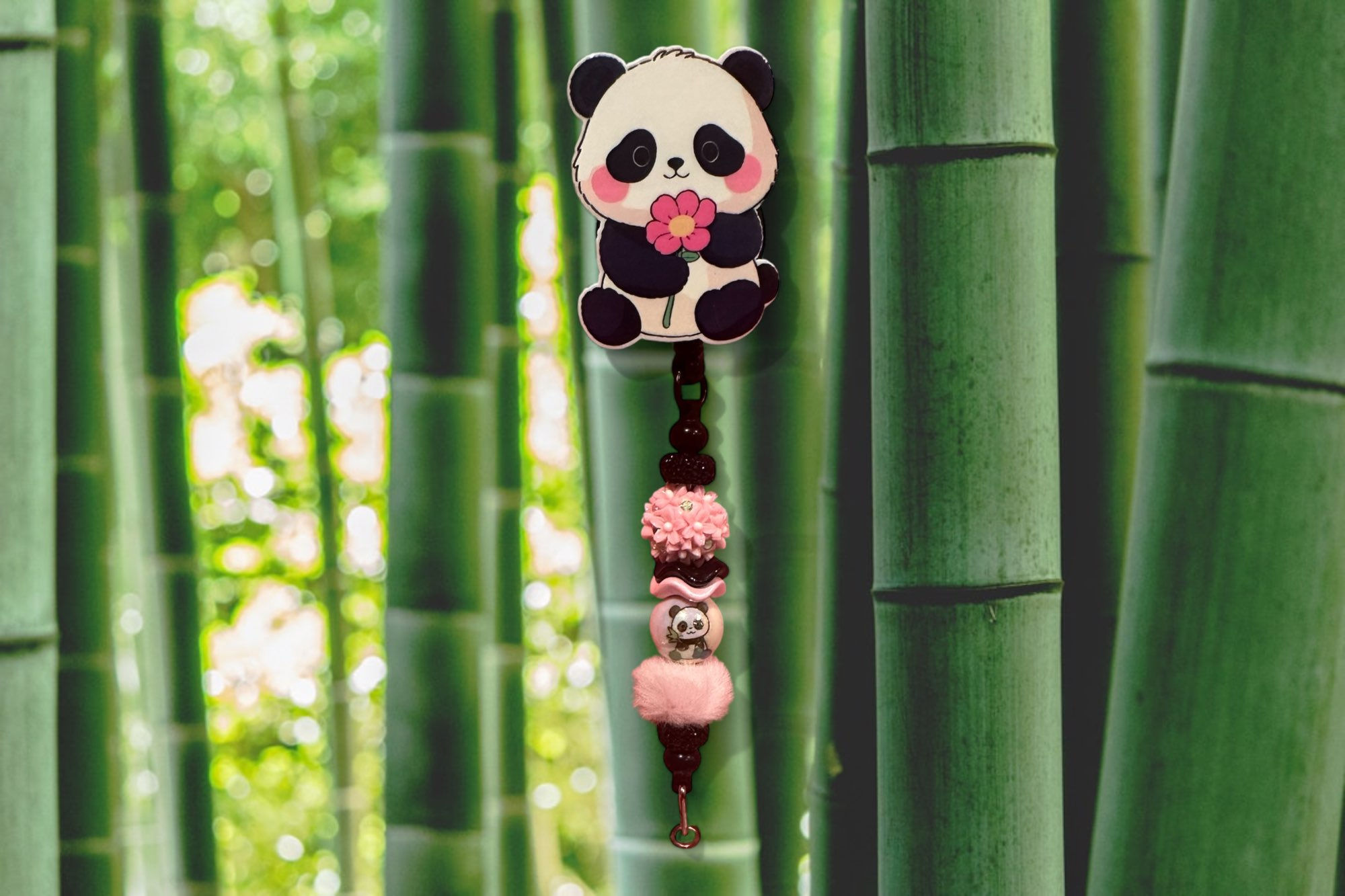 Panda Beaded Badge Reel