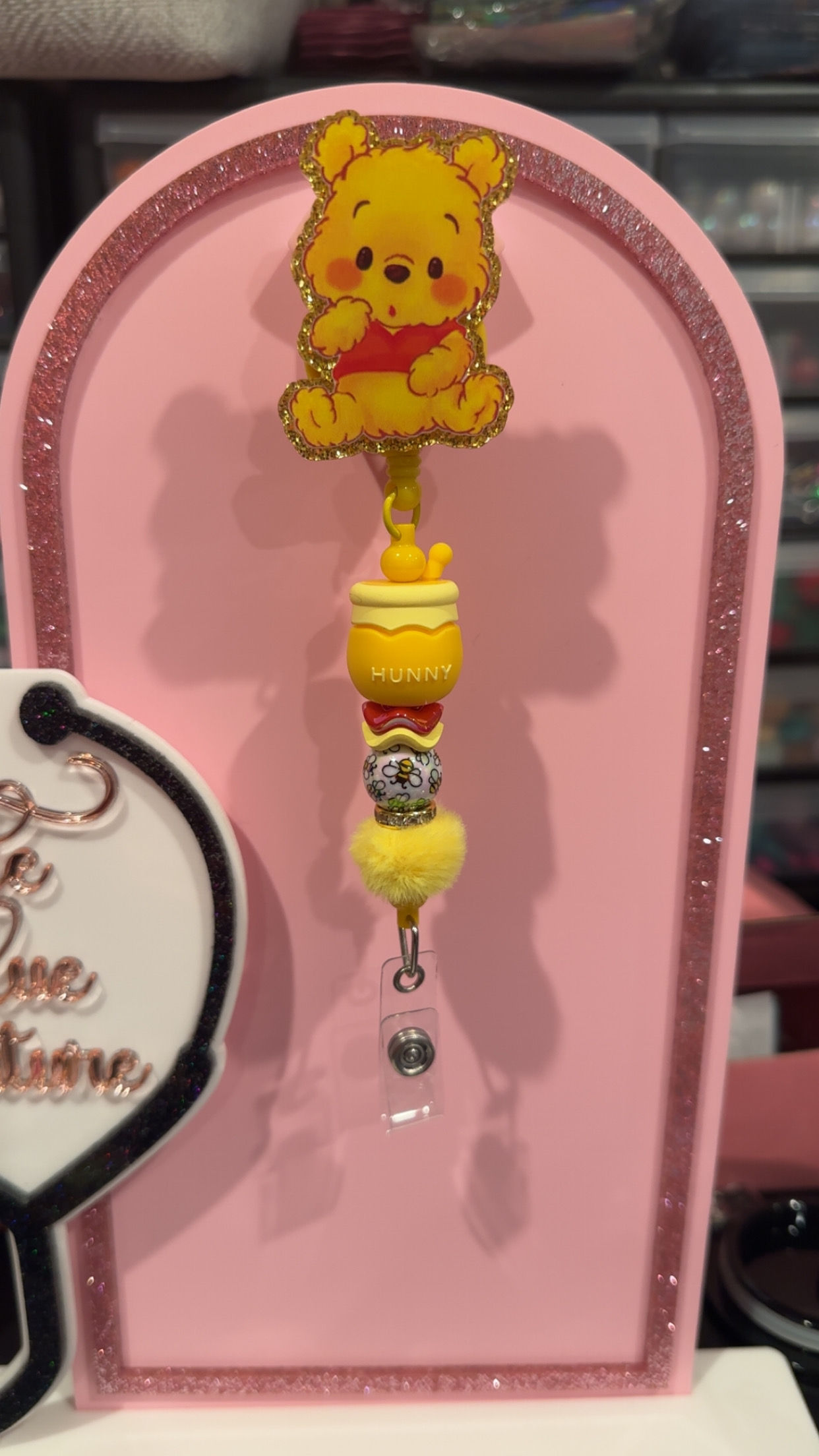 Beaded Badge Reel - Pooh Hunny