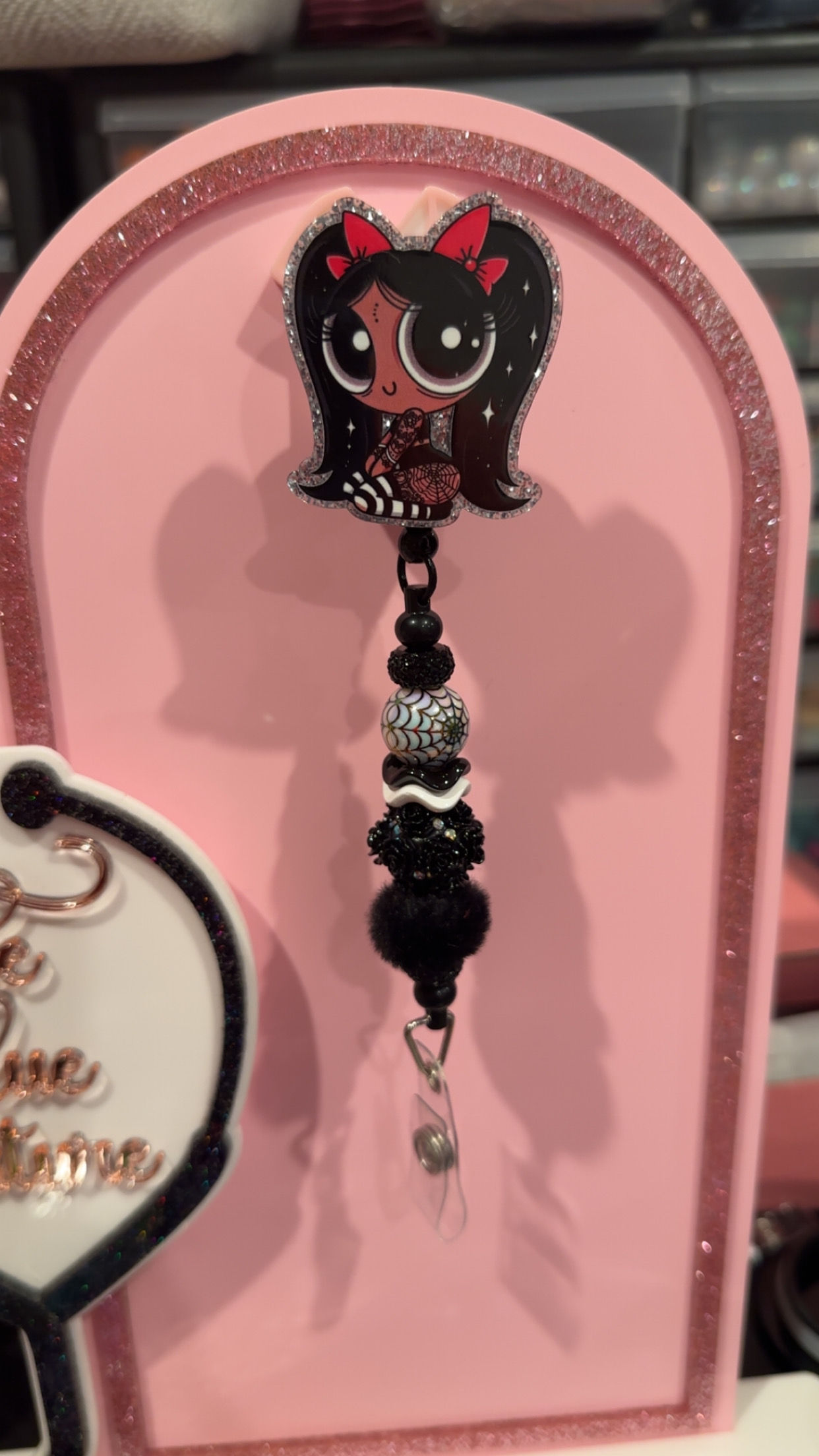 Beaded Badge Reel - Gothic Powerpuff Girl