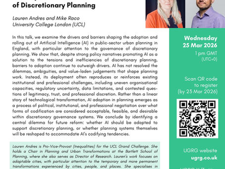 Join RGS-Urban Geography Research Group(UGRG) Webinar Next Wednesday