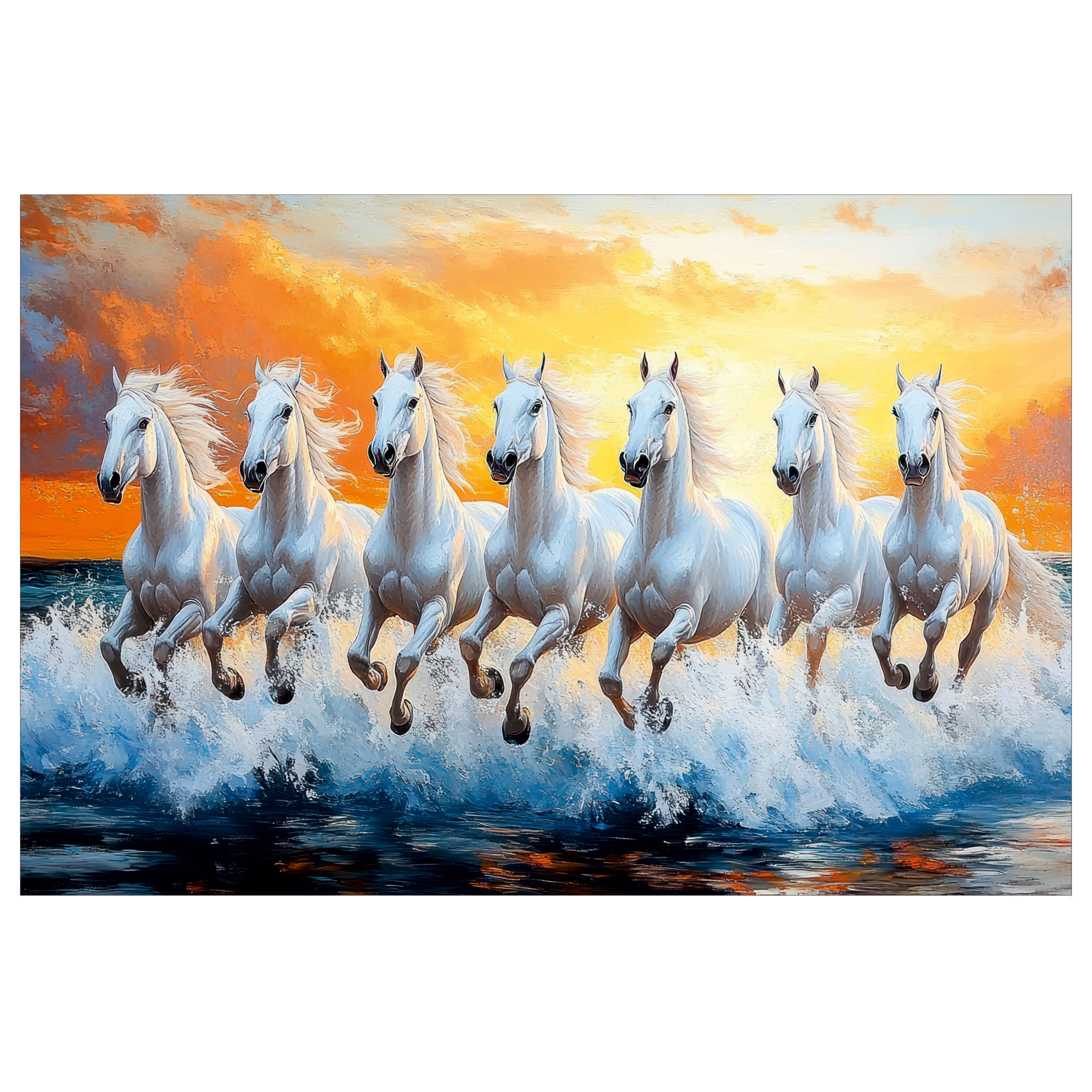 Nimboli Frames - 7 Horses Vastu Wall Frame - 0004