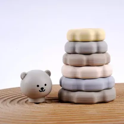 Miniaturbild: Silikon-Stapelturm Bär, BPA-frei, Mehrfarbig, Stapelspielzeug für Babys