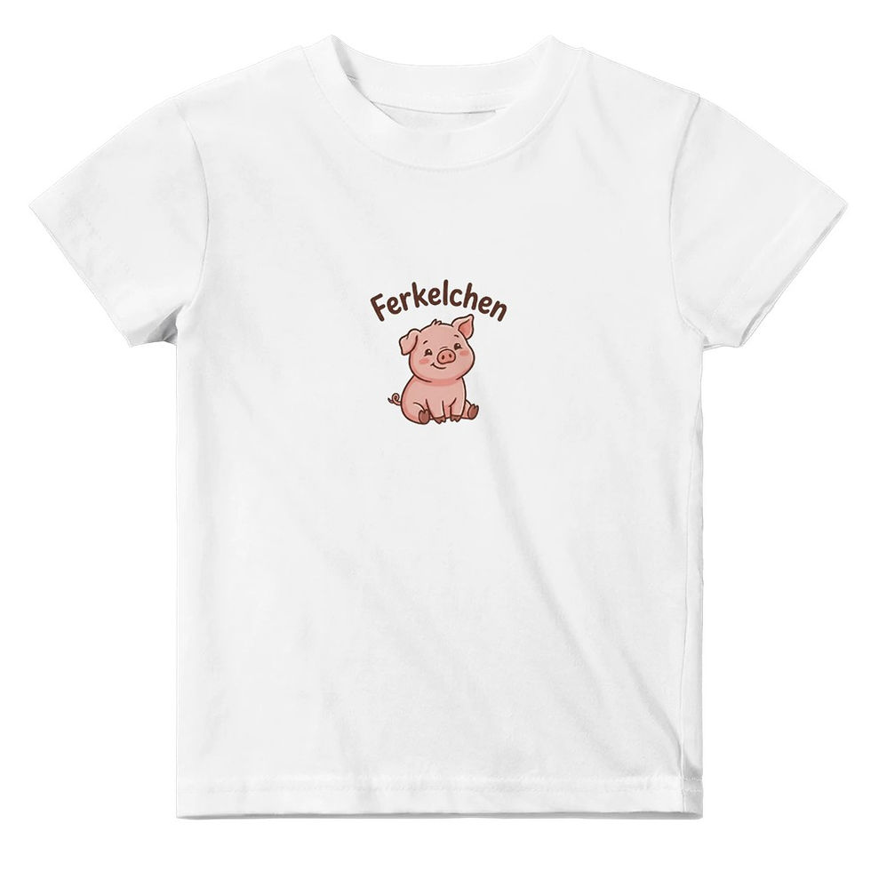 Miniaturbild: Baby-T-Shirt mit Rundhalsausschnitt Weiß - Ferkelchen