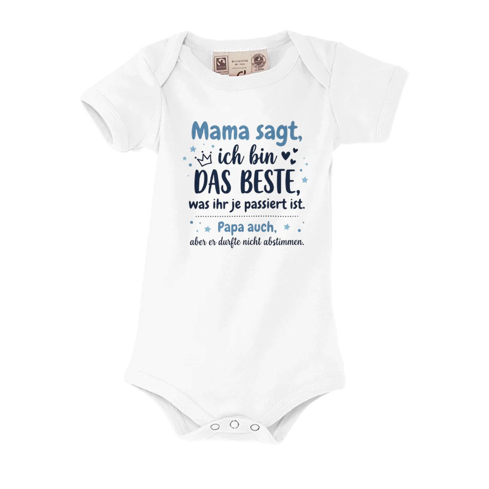 Baby-Kurzarm-Body aus Bio-Baumwolle | Mama sagt ich bin das Beste