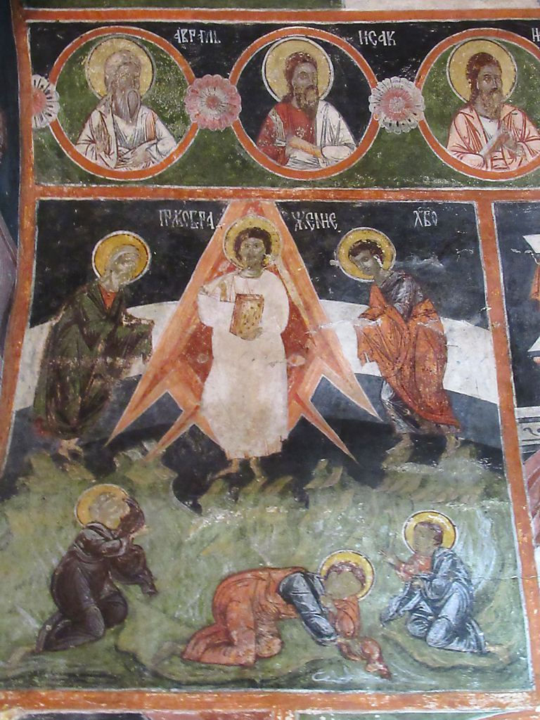 Religious fresco inside the historic church in Dobarsko.