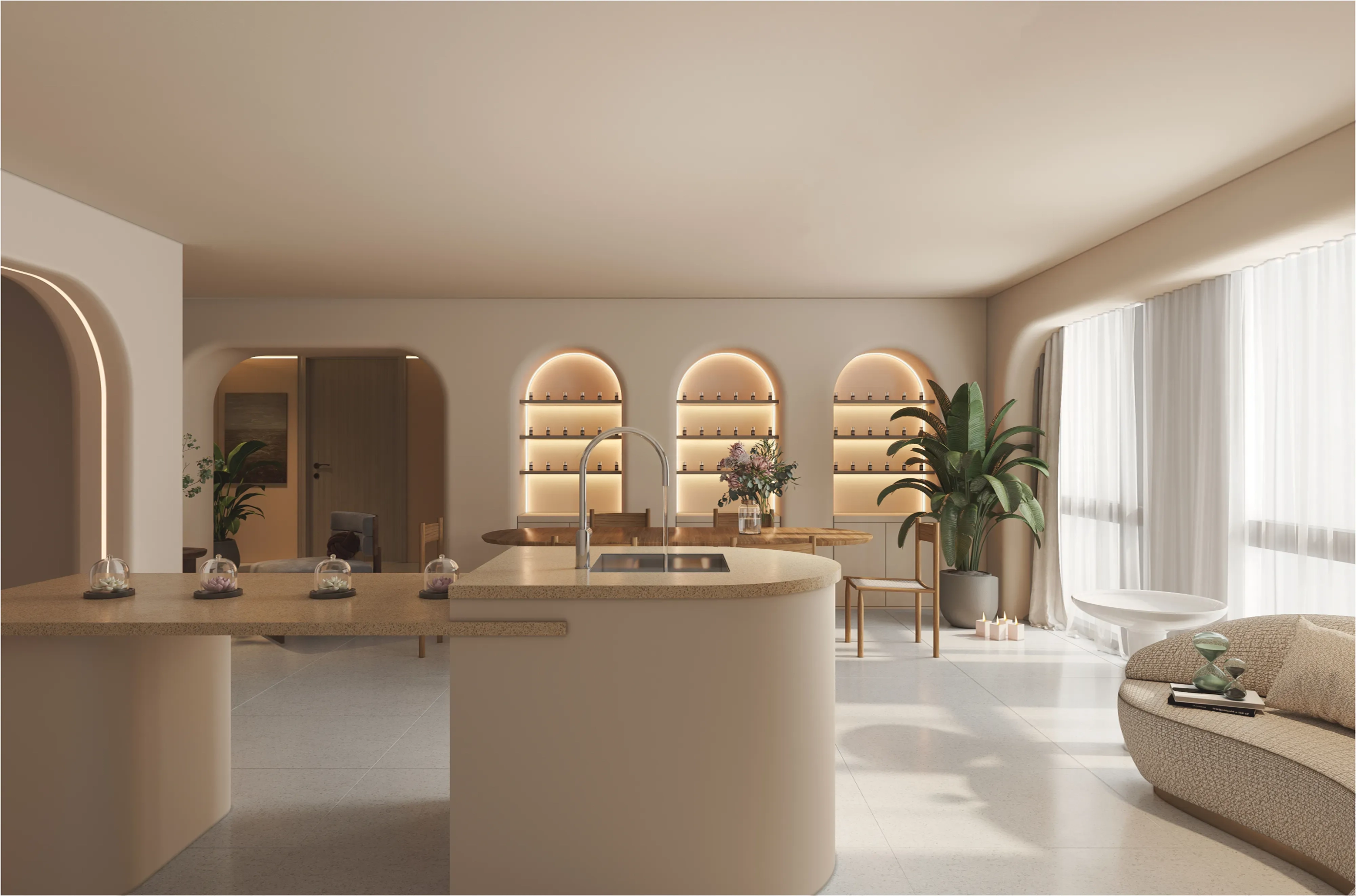 Офис помещение, стилизирано с дизайнерски интериорни панели.