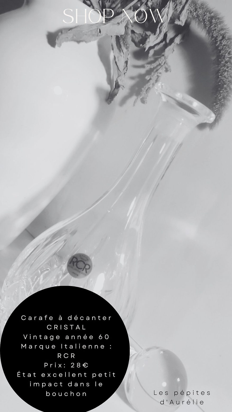 Superbe carafe Cristal Vintage RCR