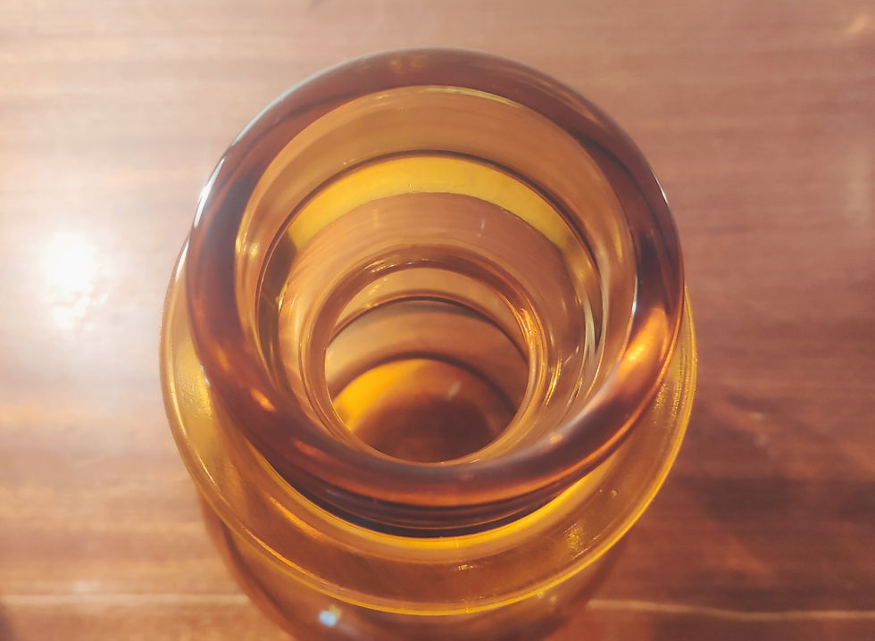 Miniature : Vase Vintage en Verre jacinthe ambré moulé orange