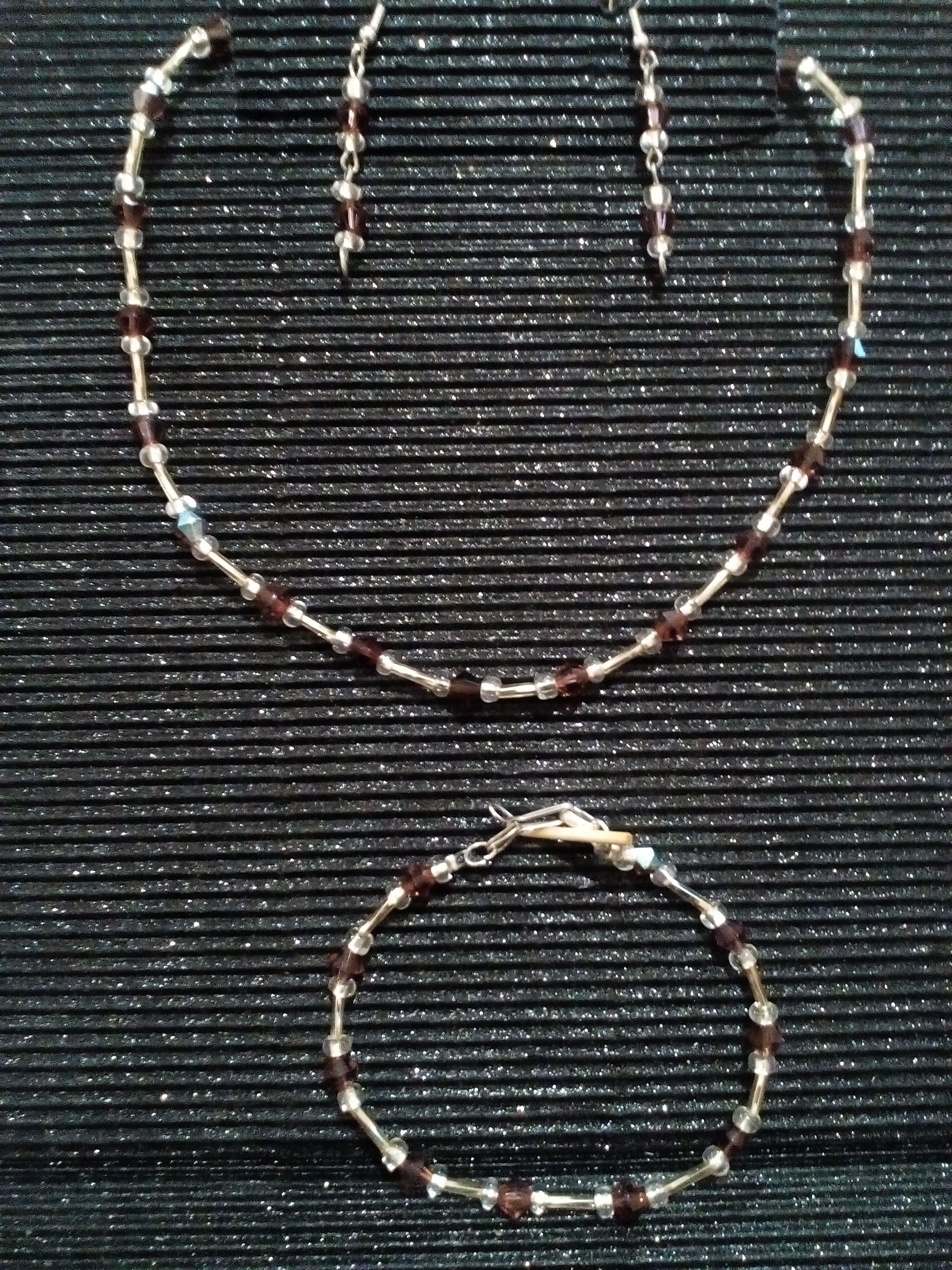 Plum and Silver Glass Bead