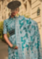 Cadet Blue Woven Chikankari Organza Silk Saree