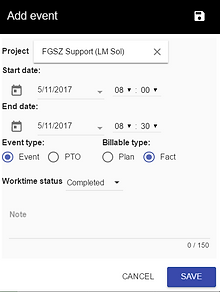 Add Event page Projct manaement solution