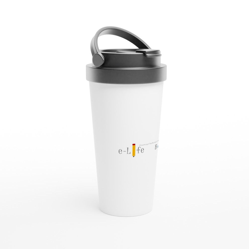 DITM Logo - White 15oz Stainless Steel Travel Mug