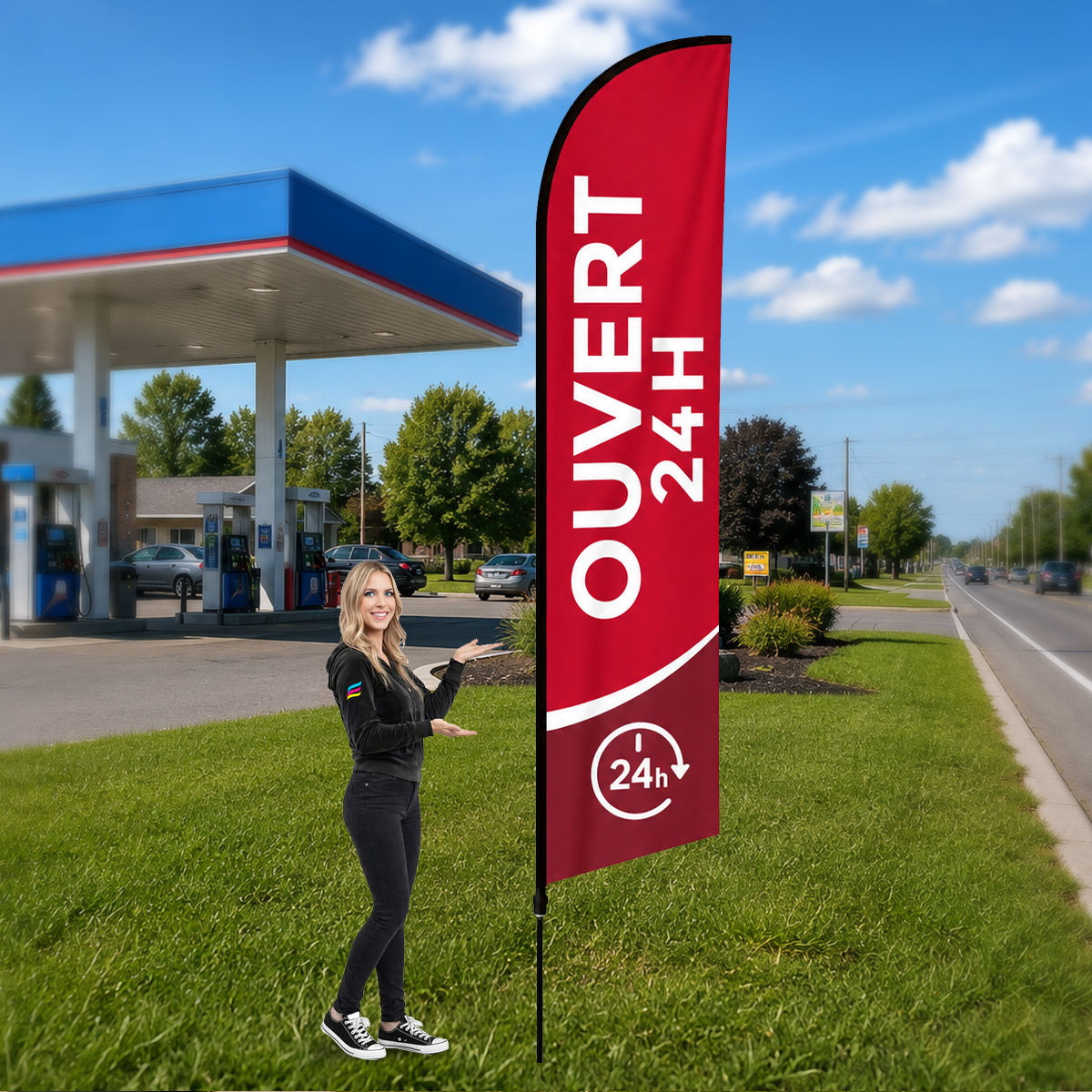 Drapeau OUVERT 24 H