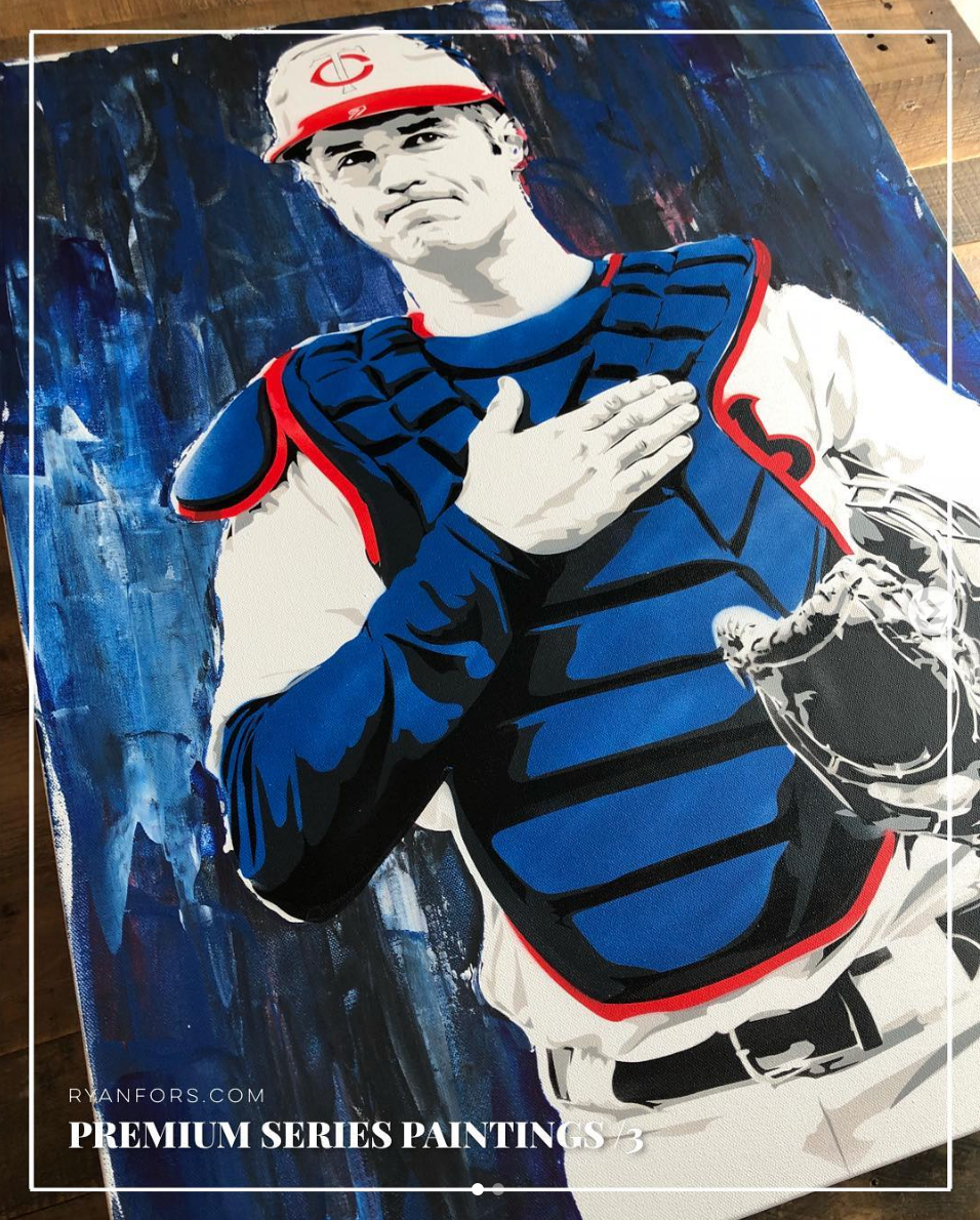 Joe Mauer Ryan Fors Painting Stencil Minnesota Twins