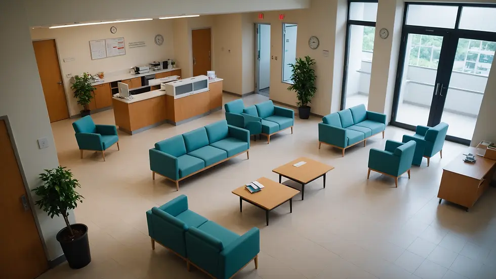 High angle view of a hospital waiting area