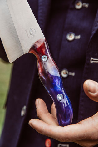 Custome made Moustache knives epoxy handle, Demi chef knife with kiritsuke handle