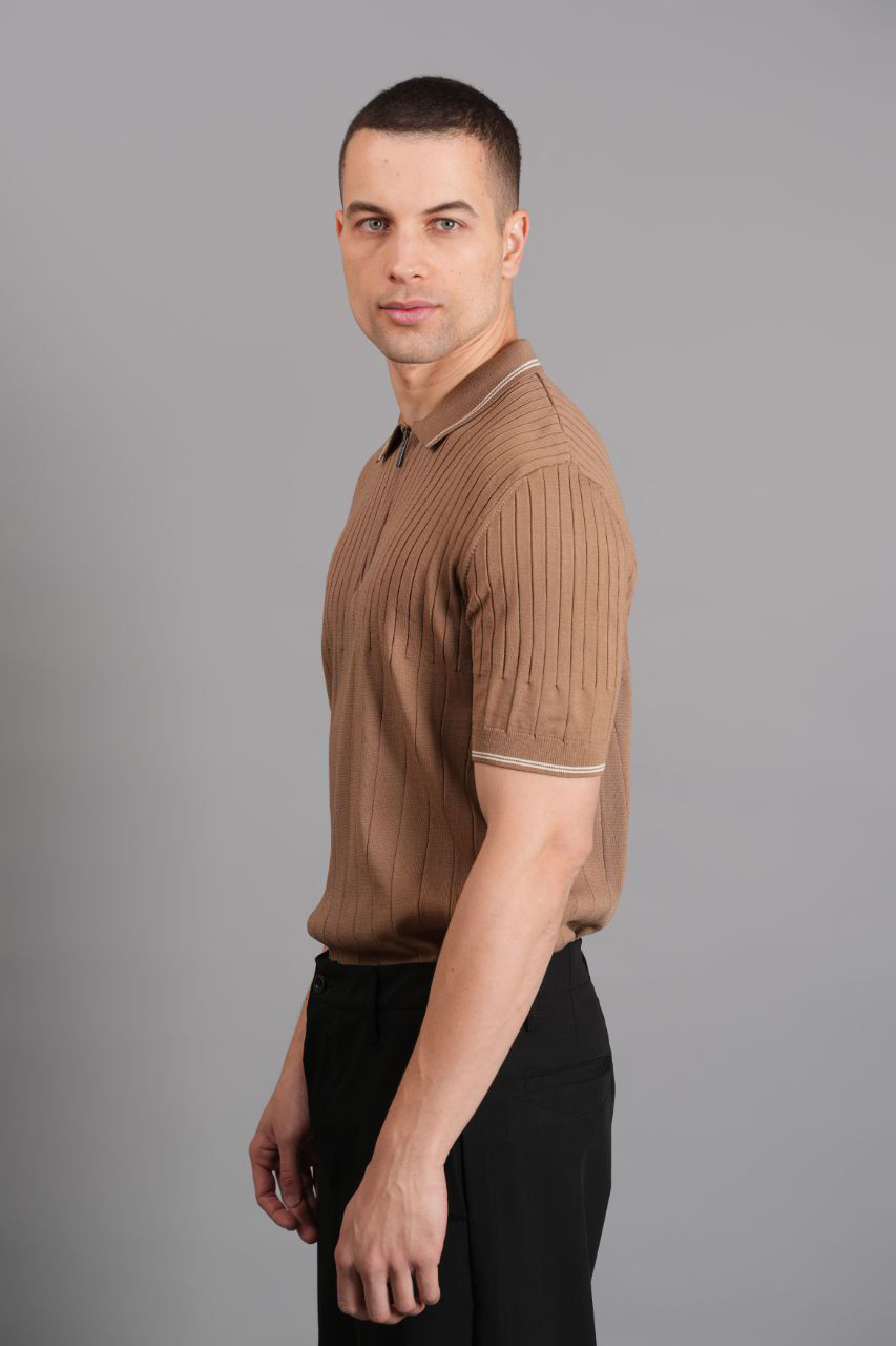 Küçük resim: Class Yarım Fermuarlı Çizgi Detaylı Polo Yaka Triko T-Shirt