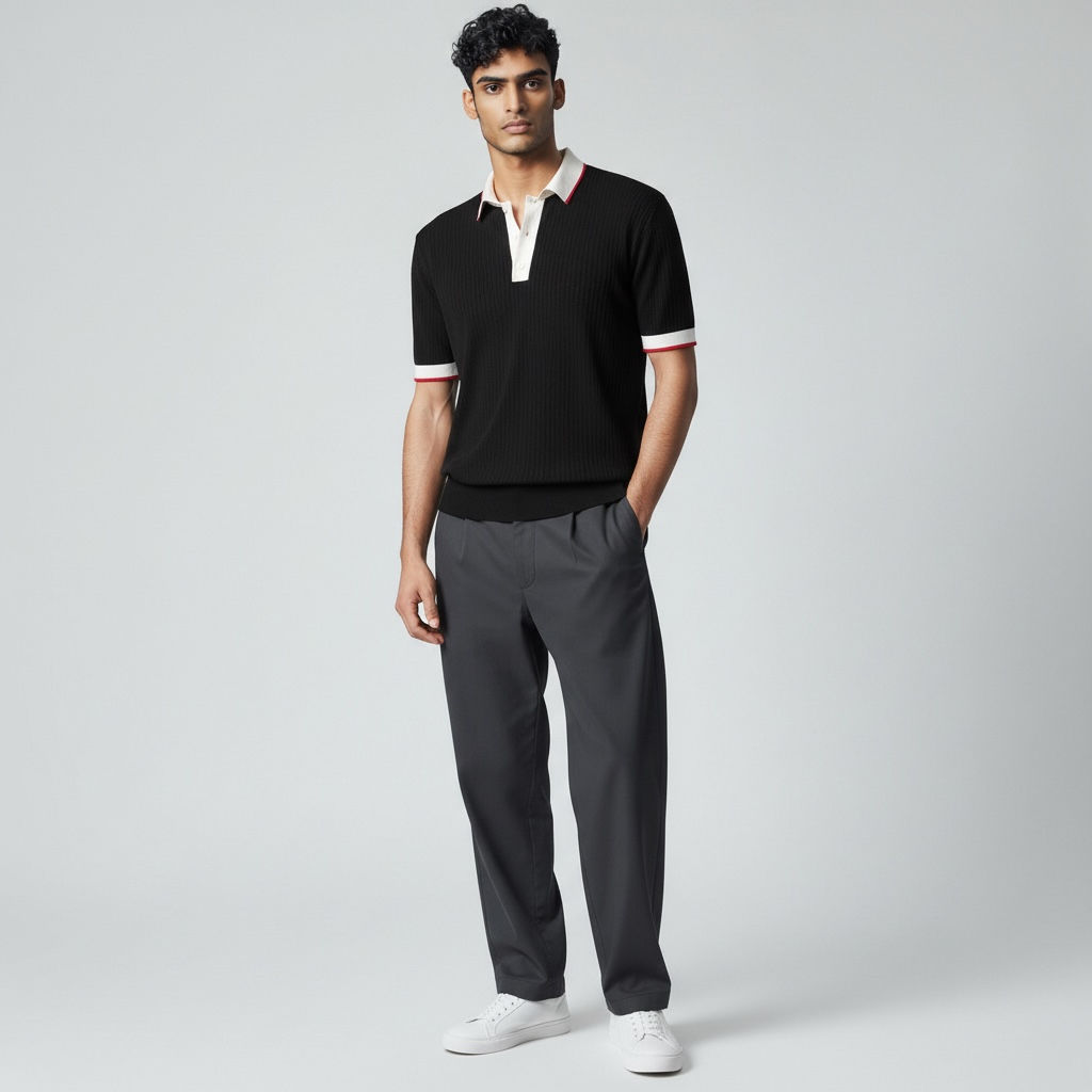 Class Polo Yaka Kırmızı Detay Triko T-Shirt