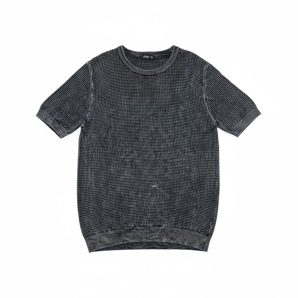 Küçük resim: Class Yıkamalı Kendinden Desenli Triko T-Shirt