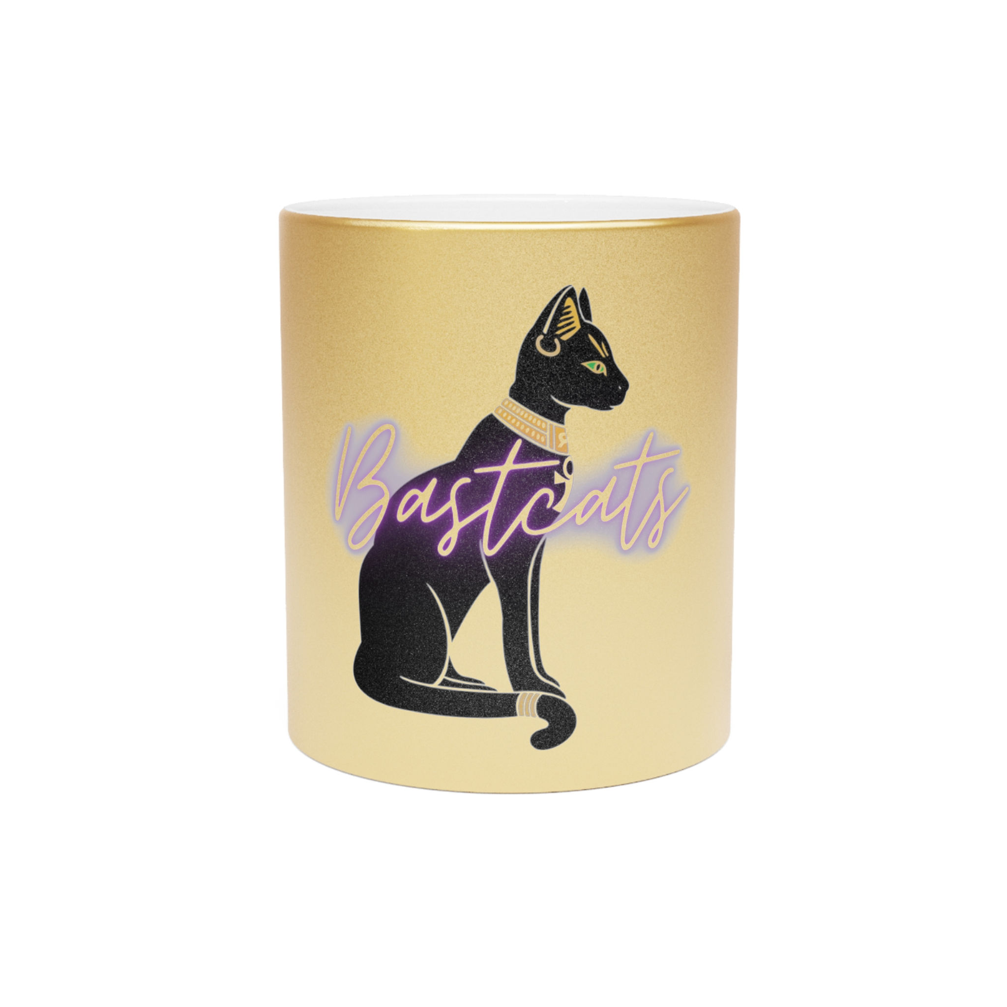 Bastcats Metallic Mug - Stylish Silver/Gold Coffee Cup for Cat Lovers
