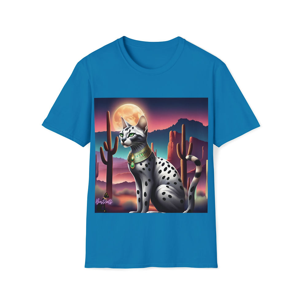 Thumbnail: Bastcats Desert Moon Unisex Softstyle T-Shirt - BASTCATS LOGO ON BACK
