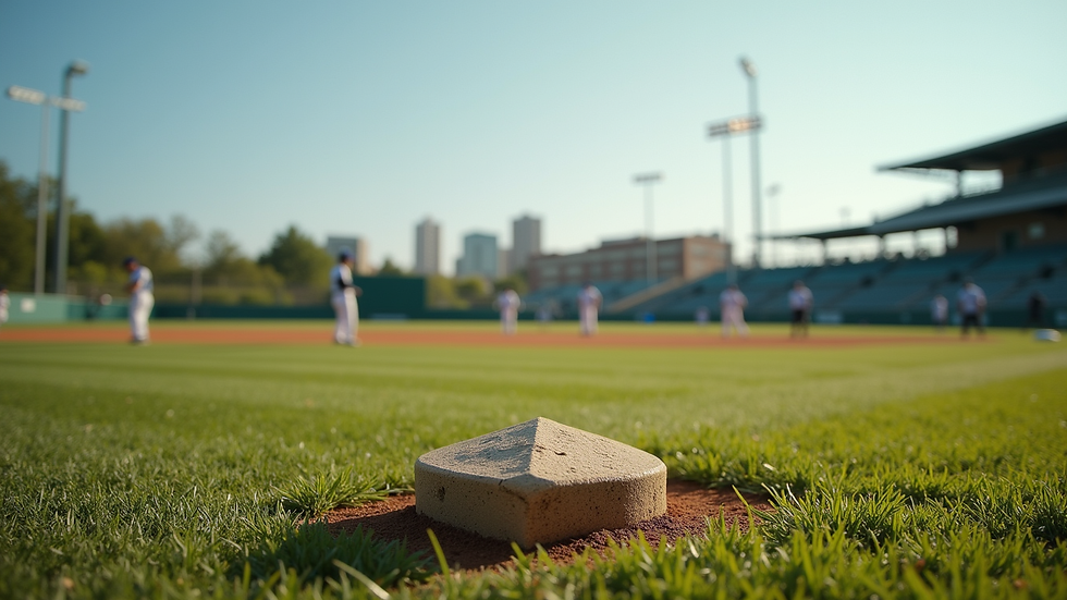 Eye-level view of a baseball field during practice