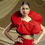 Thumbnail: Red Heavily Structured Embellished Blouse Paired Up With A Skirt