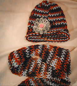 Blue & Brown Hat & Scarf set
