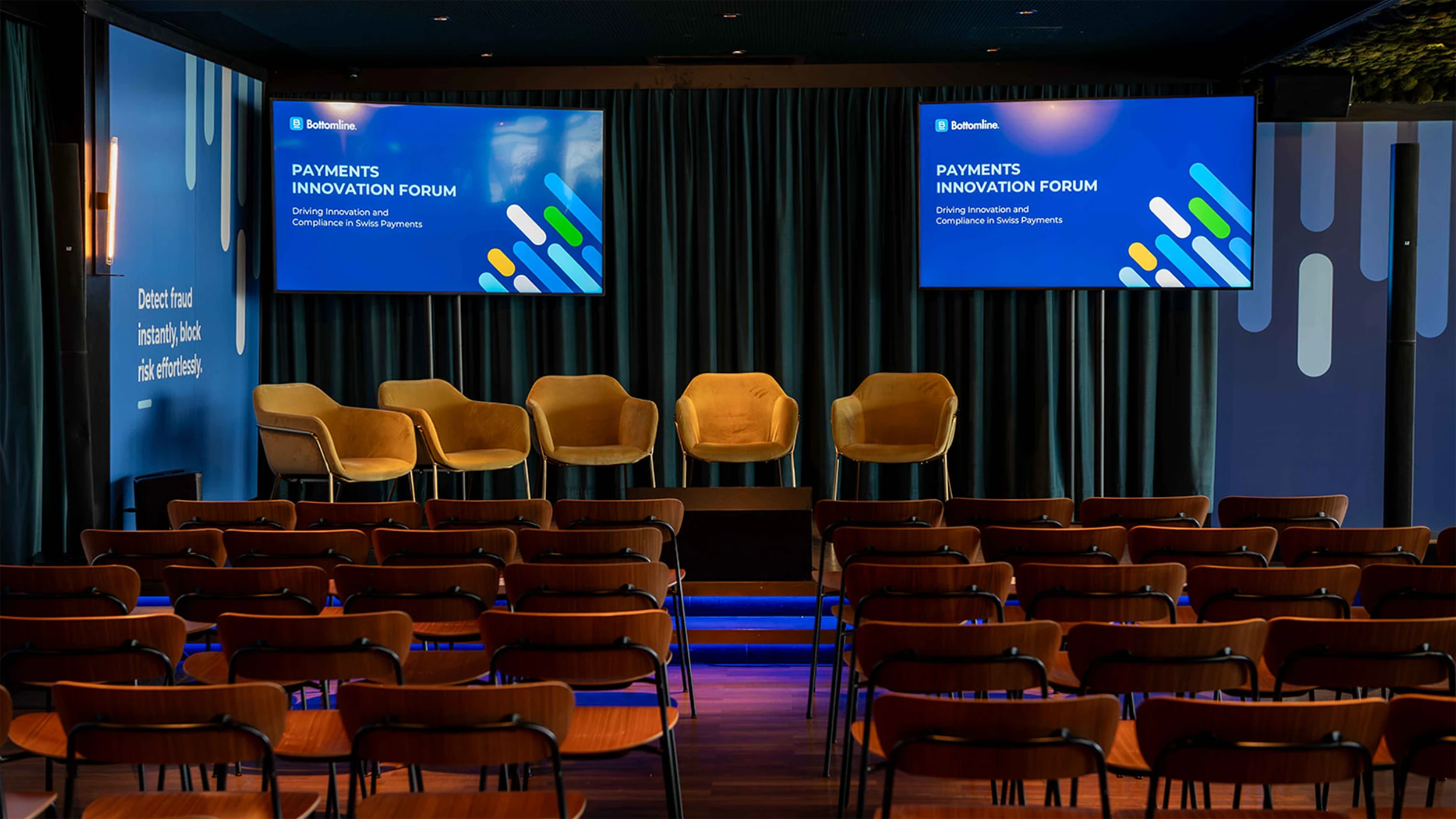 Colour interior of SOHO Zürich, stage set for a corporate presentation