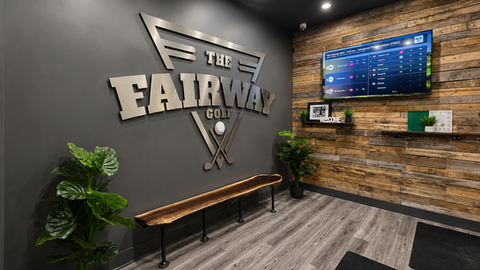 Custom Fairway Golf lobby sign installed by Envy Prints