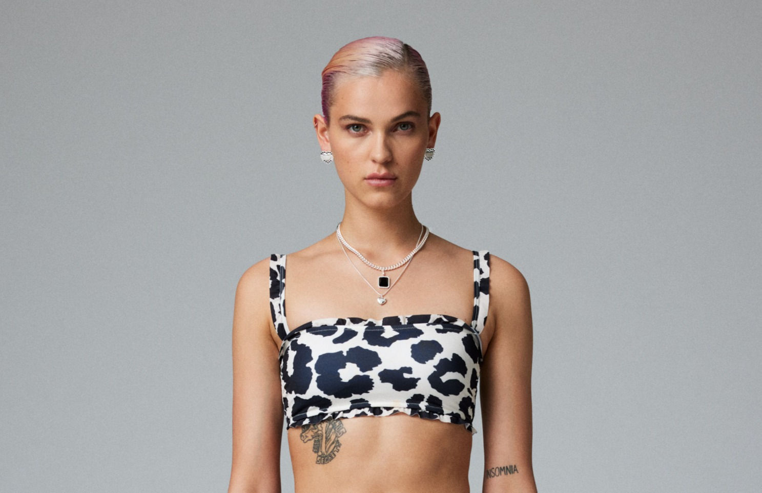 Como Bikini Top in jagged Leo Print