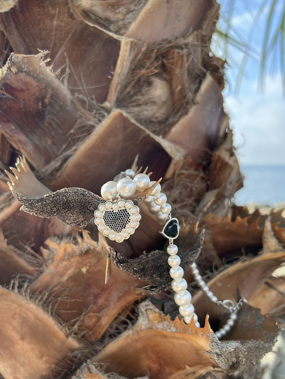 Thumbnail: LOVE Necklace, in Recycled Silver 925, Pearls