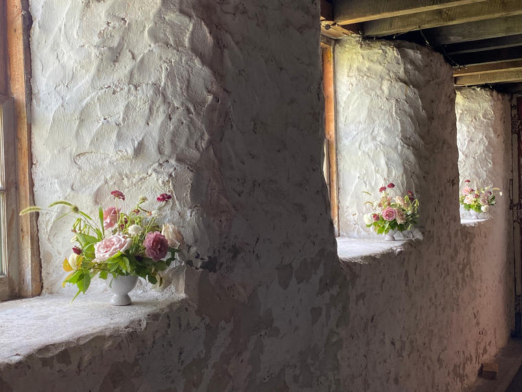 Wedding flowers in the window