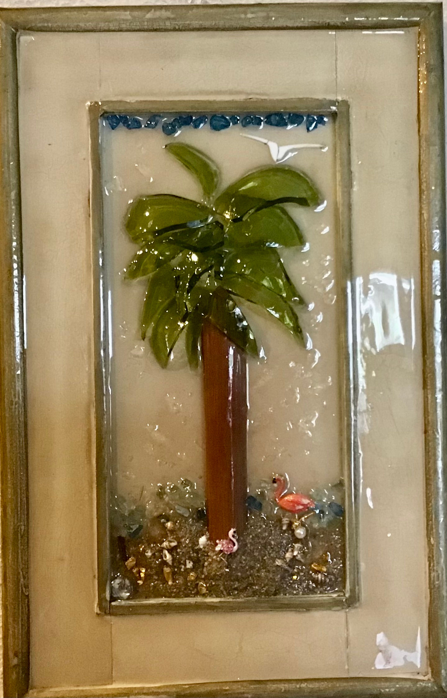 Palm Tree on Wood w/Frame