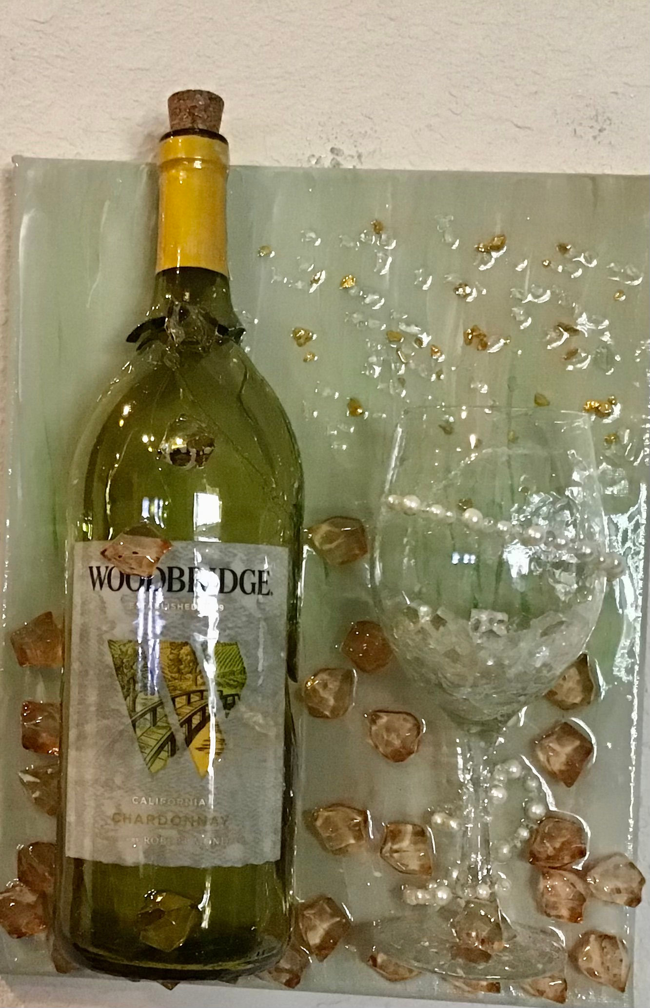 Wine Bottle & Glass on Canvas
