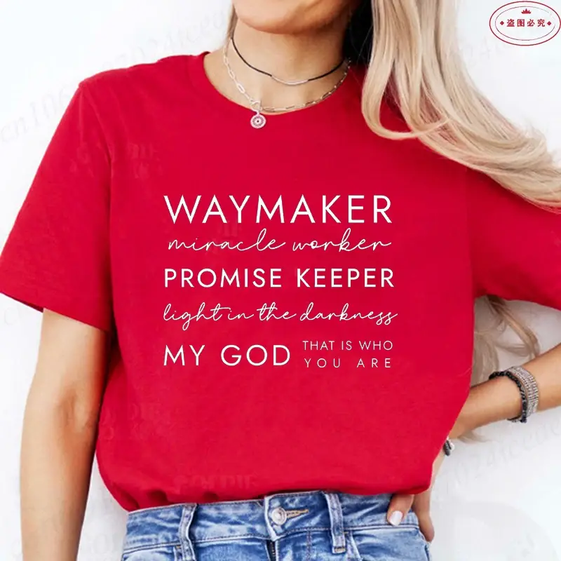 Thumbnail: Christian T-Shirts Waymaker Clothes Religious Gifts Women Crewneck Tshirts