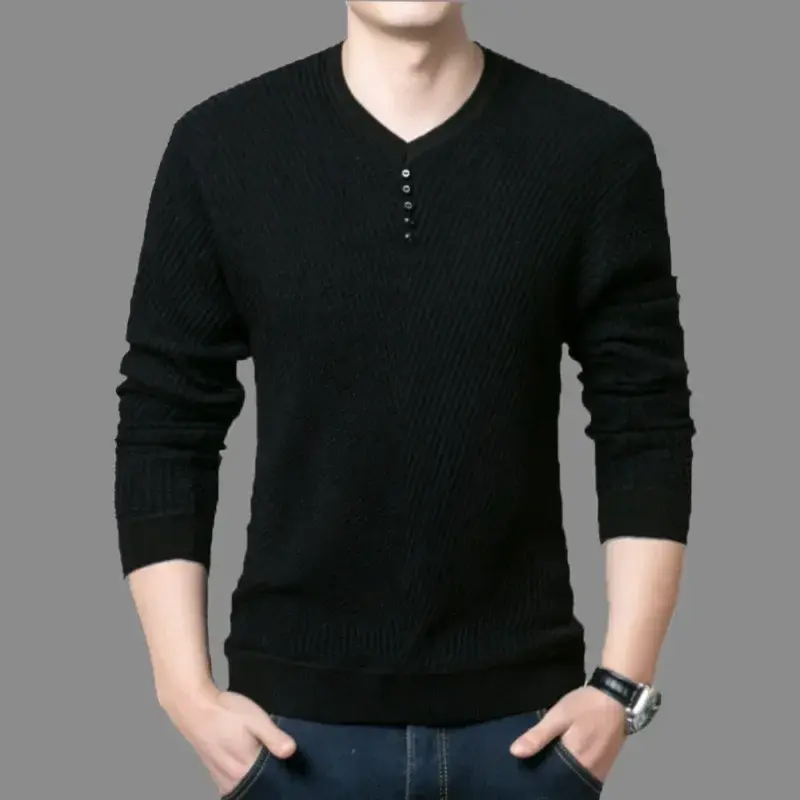 Thumbnail: TFETTERS 2025 Men Sweater Casual V-Neck Pullover Men Spring Autumn Slim