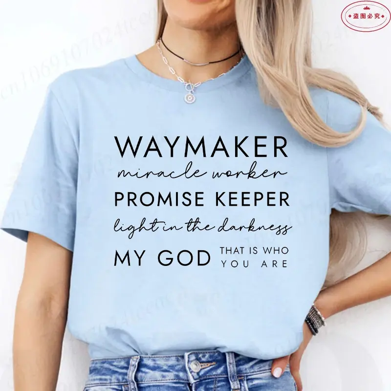 Thumbnail: Christian T-Shirts Waymaker Clothes Religious Gifts Women Crewneck Tshirts
