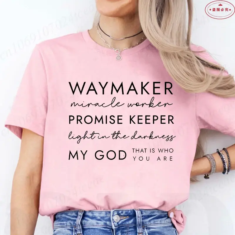 Thumbnail: Christian T-Shirts Waymaker Clothes Religious Gifts Women Crewneck Tshirts